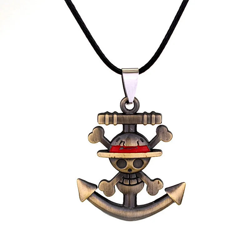 Anime One Piece Retro Ship Anchor Pirate Pendant Necklace for Men and Women Punk Personalized Jewelry Accessories Gift