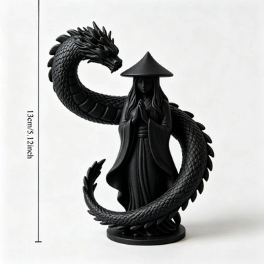 Oriental Dragon Guardian Statue Prayer Statue Traditional Oriental Dragon Sculpture Zen Tea Room Desktop Decoration Art Gift