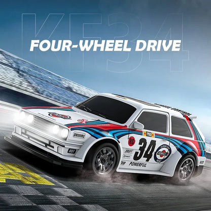 KF34 1/43 High Speed Drift RC Car With Light 2.4G 4WD Remote Control Mini GTR Racing Model Cars For Boys Kids Toy Gift