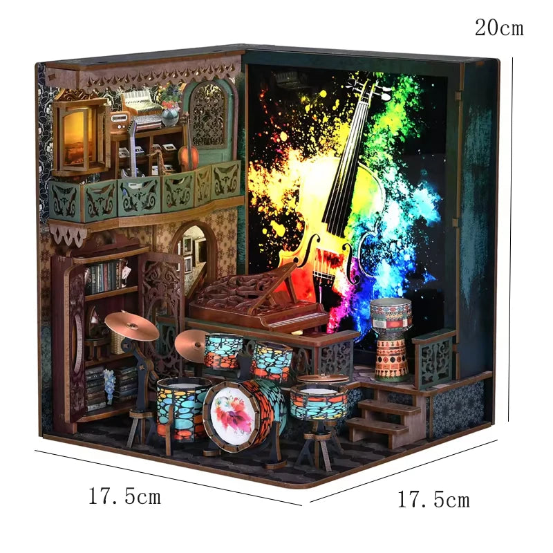 DIY Book Nook Kit Magic House Wooden 3D Puzzle Bookshelf Insert Decor Dollhouse Model Bookend Building Home Decoration Gifts
