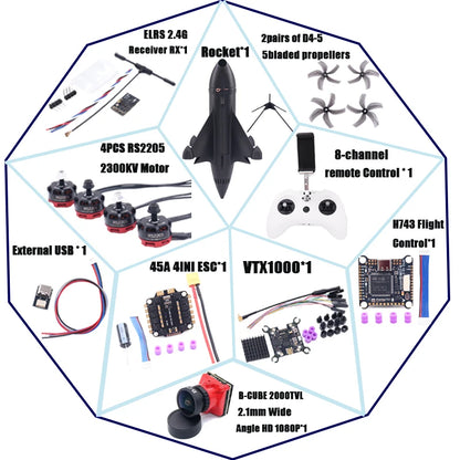 B-CUBE Rocket 5inch FPV Drone Frame Kit Carbon Fiber Racing Drone Quadcopter Freestyle INAV Beatflight F722 Ardupilot Flight