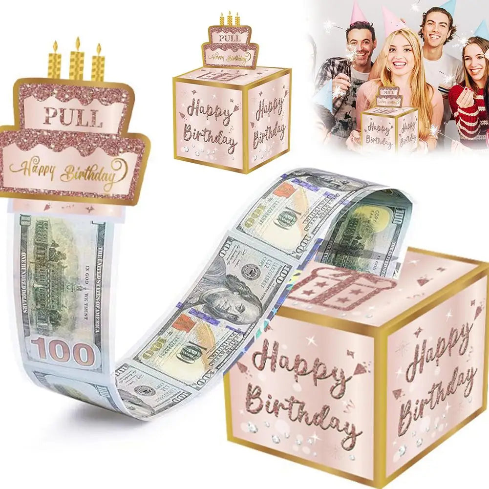 Creative Birthday Money Box for Cash Surprise Money Gift Boxes for Kids Adults Pull Out Happy Birthday Gifts Lucky Gifts