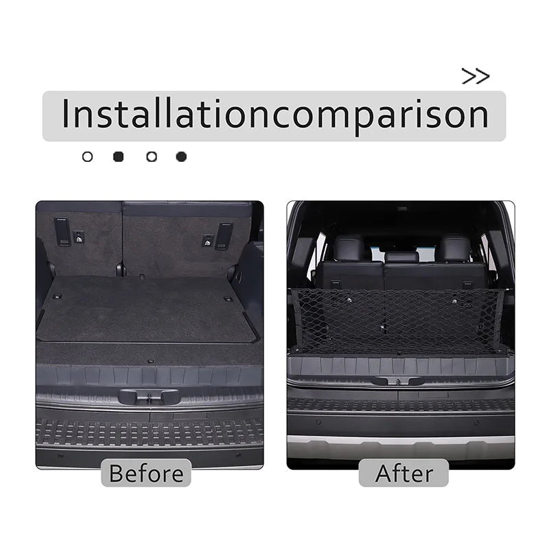 For Toyota Cruiser Prado 2024+ Car Back Rear Mesh Trunk Seat Elastic String Net Magic Sticker Universal Storage Bag Pocket Cage