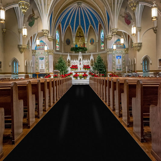 Anti Slip Black Aisle Carpet, Suitable for Wedding Ceremonies, Parties, Banquet Decorations, Churches, Indoor and Outdoor Use