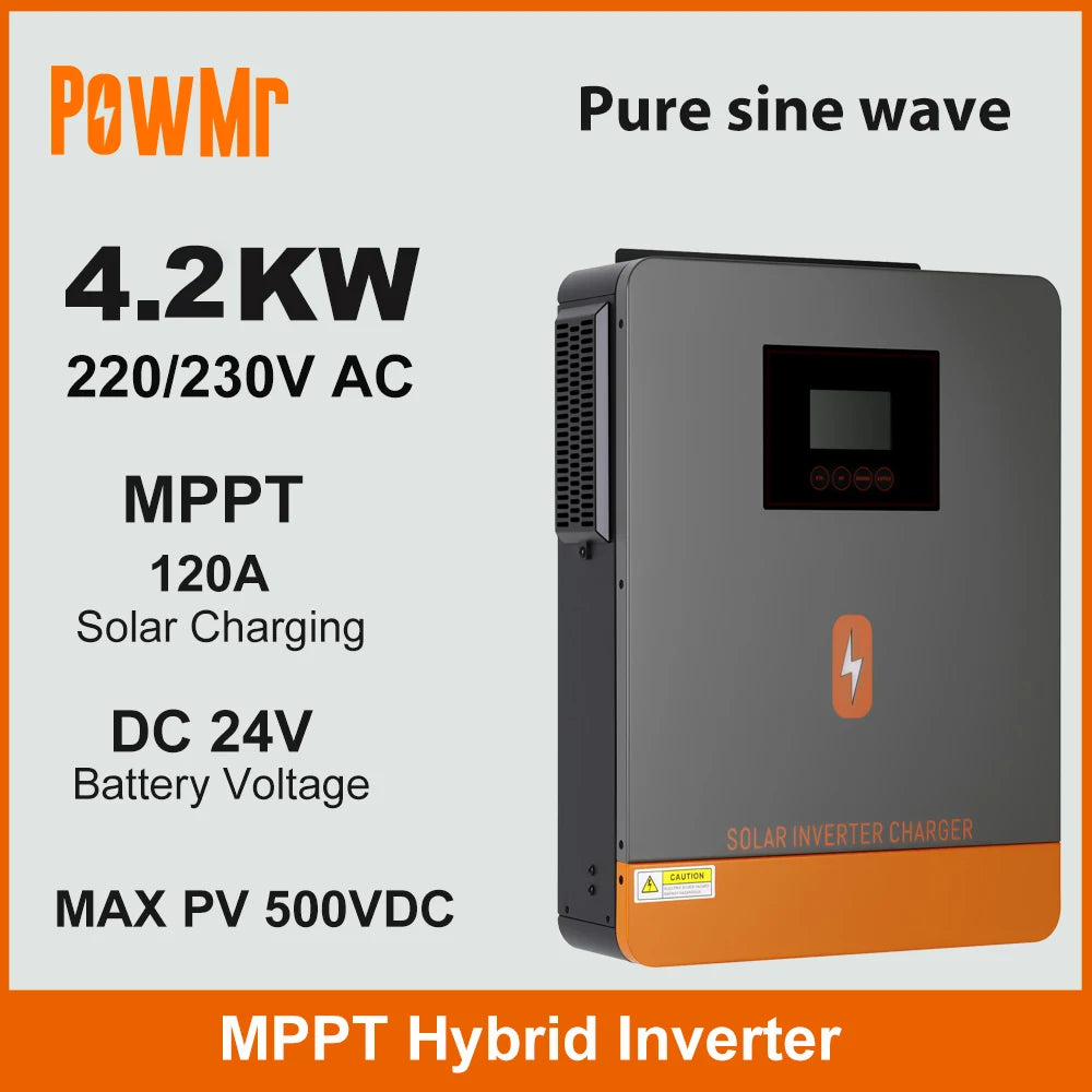 4.2KW Home Inversor DC 24V to 230V AC Off Grid Solar Inverter With 120A MPPT Solar Charger Max PV 500V Fit Lithium Batteria BMS