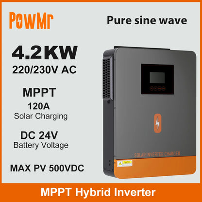 4.2KW Home Inversor DC 24V to 230V AC Off Grid Solar Inverter With 120A MPPT Solar Charger Max PV 500V Fit Lithium Batteria BMS