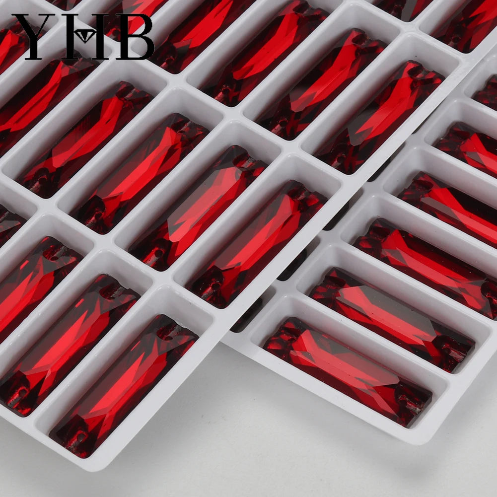 YHB Top Quality Cosmic Baguetee Glass Crystal AB Moonlight Sewing Stones Flatback Sew on Rhinestones For Garment Clothes Bags