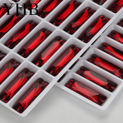 YHB Top Quality Cosmic Baguetee Glass Crystal AB Moonlight Sewing Stones Flatback Sew on Rhinestones For Garment Clothes Bags