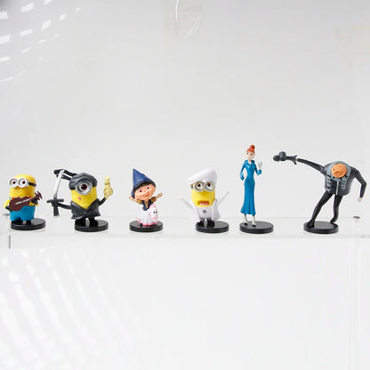 12Pcs Despicable Minions Capsule Toys Set Fluffy Kevin Bob Gru 3D Eye Action Figures Collectible Xmas Gifts for Fans