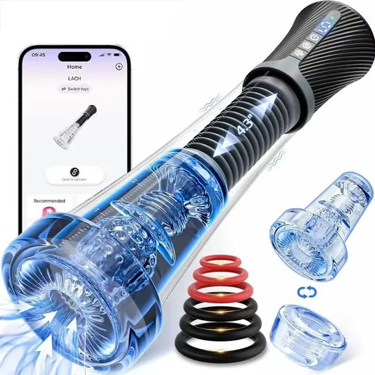 Male Masturbator Penis Pump Enlarger Transparent Visual Male Sex Toys for Men APP Control Vibrating Vacuum Suction Glans Trainer