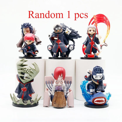 Naruto Akatsuki Organization 6Pcs Figure Set Anime Character Model Toys Bag Packed Desktop Collectible Ornament Gift