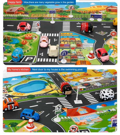 Baby Play Mat City Traffic Car Park Waterproof Parking Lot Kids Playmat Kids Rug Boy Girl Educational Toys for Children Map