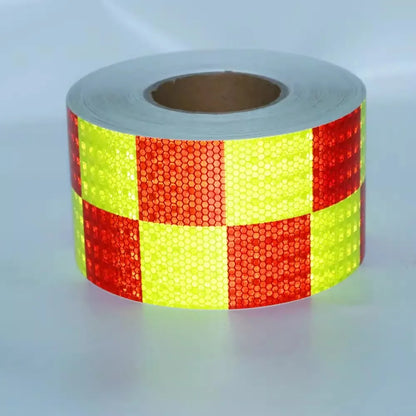 PVC Reflective Sticker Square Grid Checkered Pattern Reflector Tape Red Yellow Fluorescent White Reflect Film For Truck Car Road
