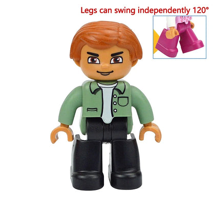 Figures Dolls Big Size Building Blocks Family Action Workers Doctor Police Farmer Compatible Large Bricks Duploes Kid Toys