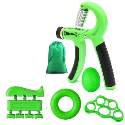Adjustable Counting Hand Gripper 5-Piece Set: Forearm Trainer, Finger Stretch Rope, Grip Ring & Stress Ball for Strength Trainin