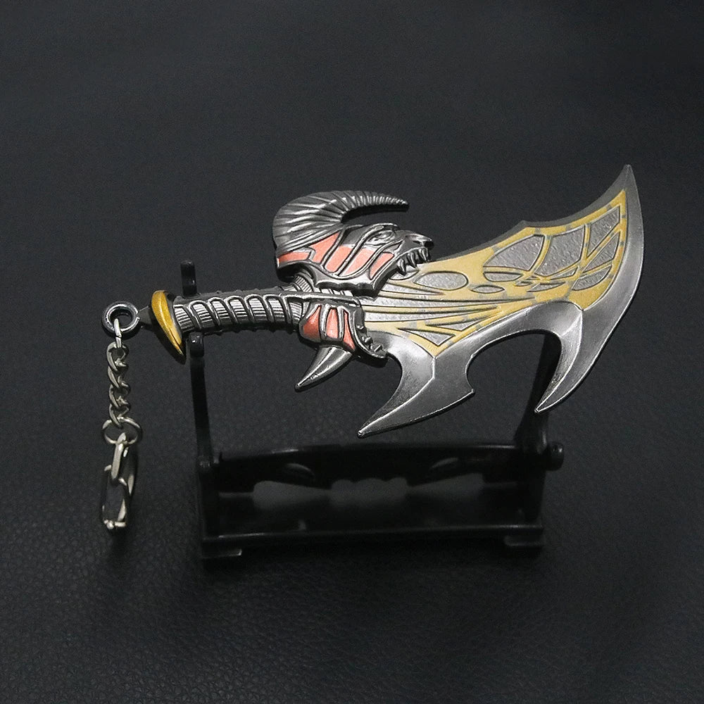 God of War 5 Ragnarok Keychain Kratos Leviathan Axe Blades of Chaos Mjolnir Hammer Weapon Pendant Key Chain for Men Keyring Gift