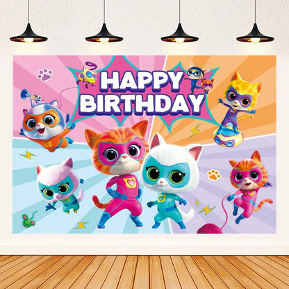 Superkittie Birthday Party Decoration Tableware Tablecloth Plate Cup Napkin Balloon Cake Decor superkitties Party Favors Supply
