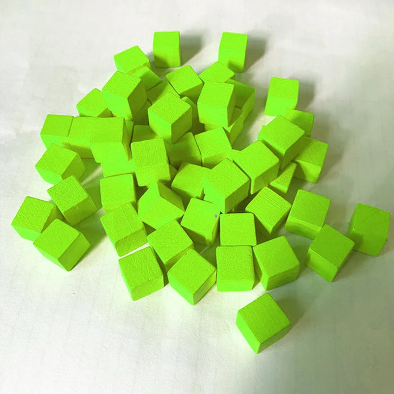 100Pcs/lots 14colors 10mm Cube Wood Cubes Colorful Dice Chess Pieces Right Angle For Token Puzzle Board Games Early Education