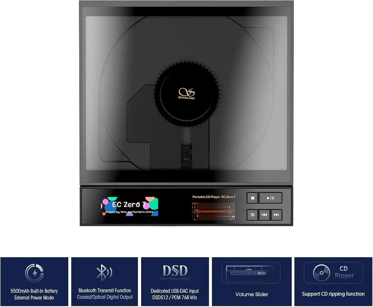 SHANLING EC Zero T CD Player Portable Desktop CD Player Bluetooth LCD Display DAC CD Playback HIFI Hi-Res Headphone Amplifier