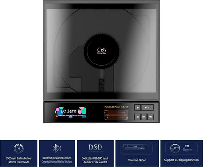 SHANLING EC Zero T CD Player Portable Desktop CD Player Bluetooth LCD Display DAC CD Playback HIFI Hi-Res Headphone Amplifier