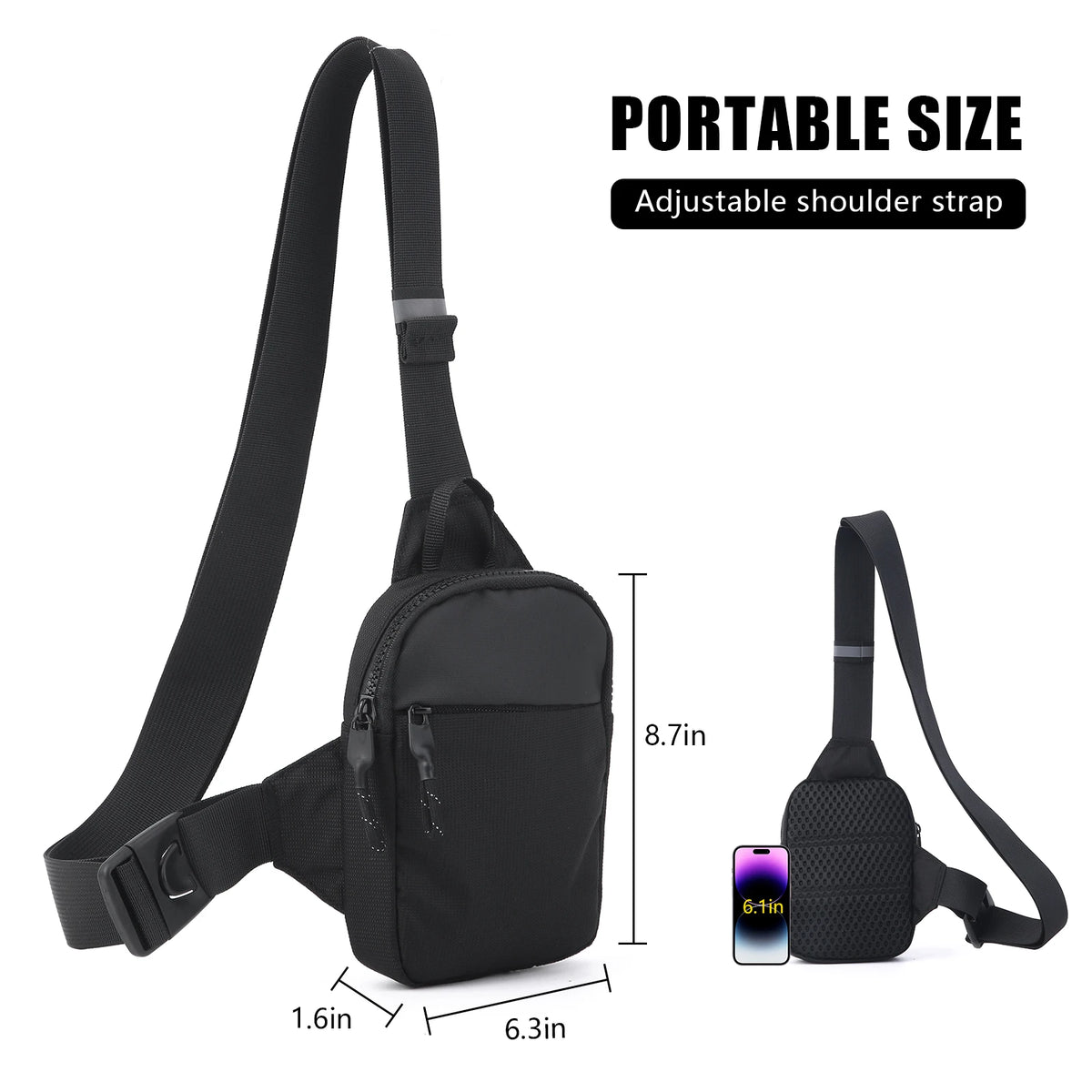 Fashionable Mini Crossbody Bag for Men with Stainless Steel Lock RFID Anti-Theft Mobile Phone Single Shoulder Bag
