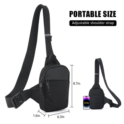 Fashionable Mini Crossbody Bag for Men with Stainless Steel Lock RFID Anti-Theft Mobile Phone Single Shoulder Bag