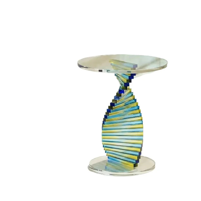 Nordic Style Sofa Side Table, Minimalist Modern Bedside Small Round Table, High-end Transparent Corner Table