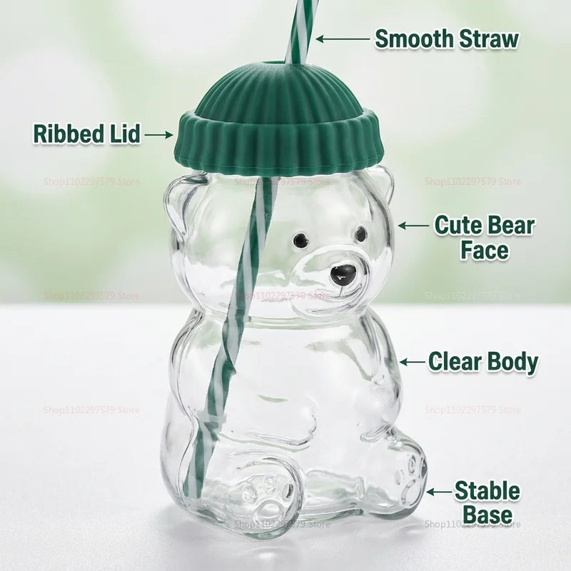 New Edition Little Bear Cold Drink Cup Cartoon Anime Glass Cup Portable Creative Design Cup Coffee Cup Bear Cup