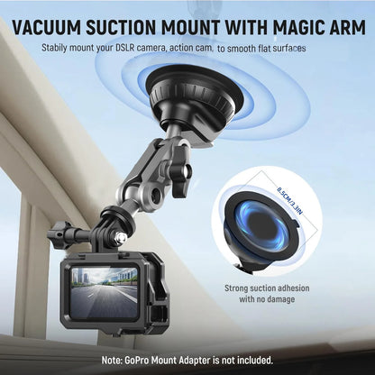 Car Suction Cup Phone Action Camera Holder 1/4 Inch Action Camera Dash Cam Phone Car Mount Suitable for DJI/Shadowstone Insta360
