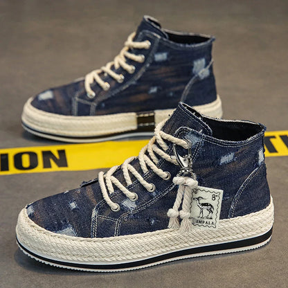Men's Lightweight High-Top Canvas Sneakers Outdoor Casual Sports Shoes for Men