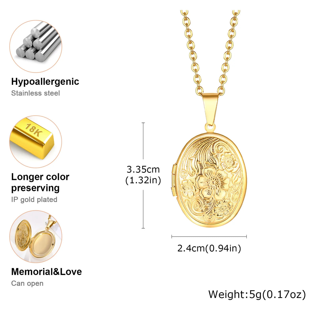 Vnox Light Heart Locket Pendants for Women Men Openable Photo Frame Glossy Stainless Steel Necklaces Family Love Collar