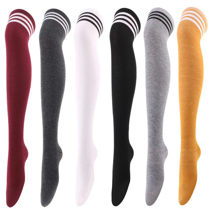 Women Jk Stockings Halloween Party Cosplay Socks Over Knee Thigh Socks Warm Stocking Women Boot Sock Triple Stripe Long Socks