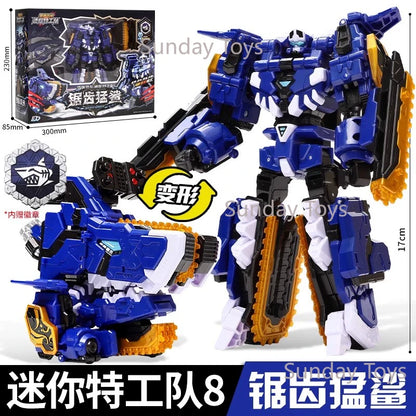 New Miniforce 8 Super Dinoid Transform Combined Mecha Robot Action Figures Toys Mini Force Rex Battle King Deformation Model Toy