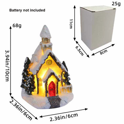 Christmas Ornament Village Houses LED Light Collectible Figurines Snow Blanket Desktop Decoration Town Scene Xmas New Year Gift