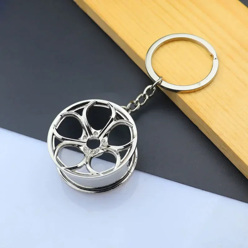 Metal Mini Car Auto Creative Wheel Keychain Parts Auto Enthusiast  Accessories KeyKeyring Ring Chain for Men Woman Lover Gift
