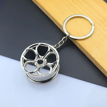 Metal Mini Car Auto Creative Wheel Keychain Parts Auto Enthusiast  Accessories KeyKeyring Ring Chain for Men Woman Lover Gift