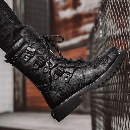 Motorcycle boots four season new men's outdoor fashion plus size high top Cycling shoes comfort anti-collision protective boots