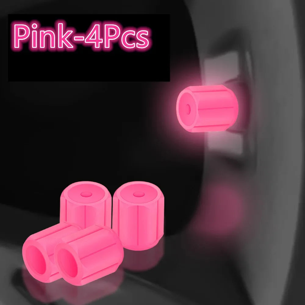 Luminous Tires Valve Caps Car Styling Universal Fluorescent Tire Valves Cap Car Motorcycle Bike Wheel Plug Tyre Hub Cover Decor