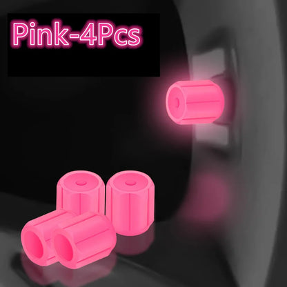 Luminous Tires Valve Caps Car Styling Universal Fluorescent Tire Valves Cap Car Motorcycle Bike Wheel Plug Tyre Hub Cover Decor