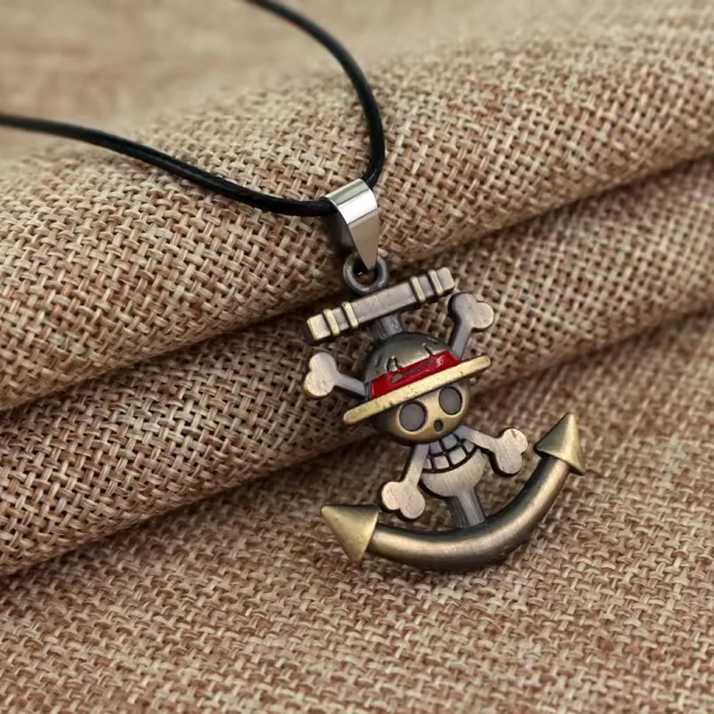 Anime One Piece Retro Ship Anchor Pirate Pendant Necklace for Men and Women Punk Personalized Jewelry Accessories Gift