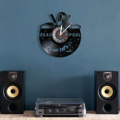 Anti-hero Deadpool Inspired Wall Clock For Living Room Home Theater Cinema Decor Retro Album Artwork Vinyl LP Record Wall Clock