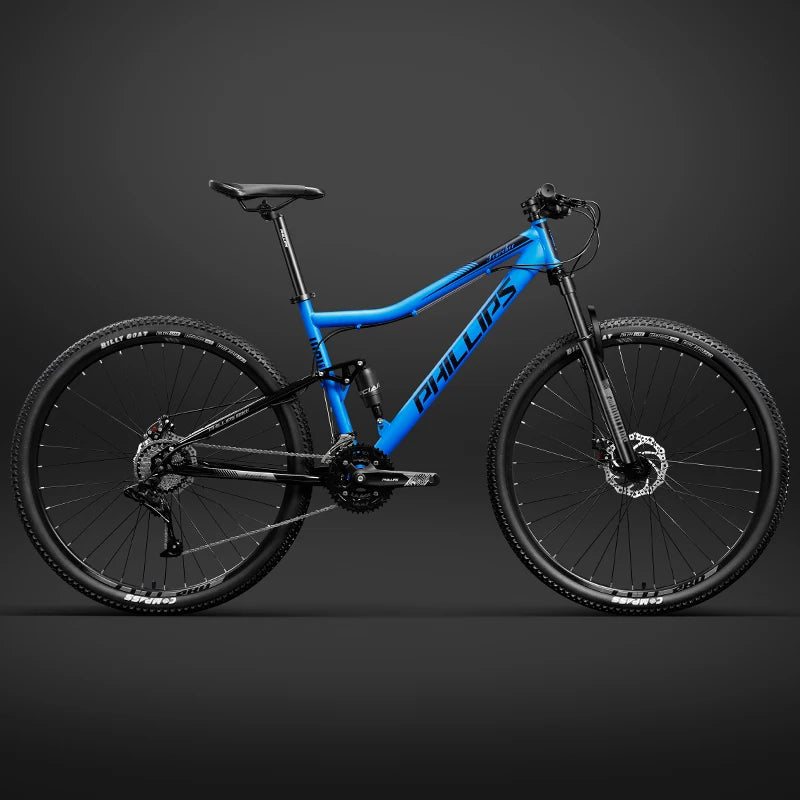 Soft Tail Mountain Bike, Dual Shock Absorbing Cross-Country Mountain Bicycle,Downhill Bicycle Double Disc Brake, 24/27/30 Speed,