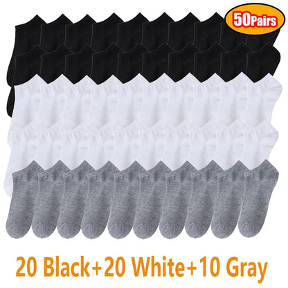 10/30/50 Pairs Summer Boat Socks For Men Non-slip Silicone Invisible Cotton Socks Breathable No-Show Slippers Sport Ankle Socks
