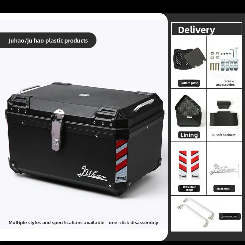 68L Electric Vehicle Trunk Large-Capacity Universal Motorcycle Tail Box Waterproof Electric Bike Delivery Storage Box