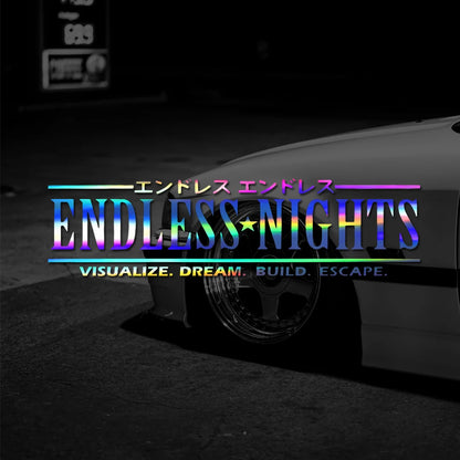 ENDLESS NIGHT JDM Car Window Decal Sticker Bumper Sticker, Windshield Banner, Body Modification Decorative Car Sticker