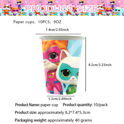 Superkittie Birthday Party Decoration Tableware Tablecloth Plate Cup Napkin Balloon Cake Decor superkitties Party Favors Supply
