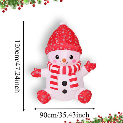 1.2m Christmas Inflatable Cute Snowman Outdoor Decorations LED Lighted Blow Up Yard Lawn Holiday Decor for Home Garden Party