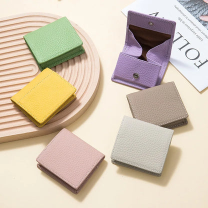 1 Pcs Genuine Leather Coin Purse Makaron Change Holder Mini Pocket Pouch Wallet for Men Women Compact Snap Closure Coin Case