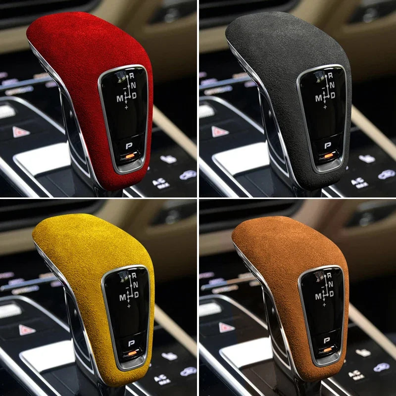 Suede Wrap Car Gear Shift Knob ABS Trim Cover Sticker For Porsche Cayenne 2018 2019 2020 2021 Coupe Turbo S Accessories