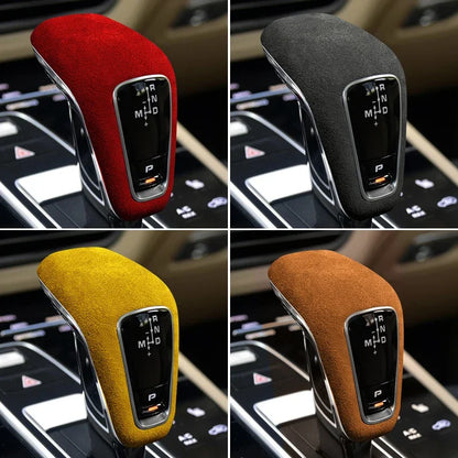 Suede Wrap Car Gear Shift Knob ABS Trim Cover Sticker For Porsche Cayenne 2018 2019 2020 2021 Coupe Turbo S Accessories